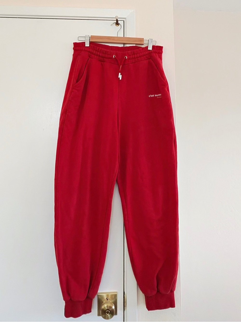 Unisex Red Jogger swearPants - C’est normal